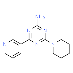 ChemSpider 2D Image | 4-(1-Piperidinyl)-6-(3-pyridinyl)-1,3,5-triazin-2-amine | C13H16N6