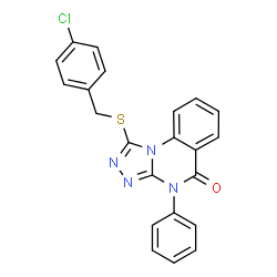 ChemSpider 2D Image | 1-[(4-Chlorobenzyl)sulfanyl]-4-phenyl[1,2,4]triazolo[4,3-a]quinazolin-5(4H)-one | C22H15ClN4OS