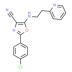 ChemSpider 2D Image | 2-(4-chlorophenyl)-5-[2-(2-pyridinyl)ethylamino]-4-oxazolecarbonitrile | C17H13ClN4O