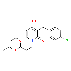 ChemSpider 2D Image | 3-(4-Chlorobenzyl)-1-(3,3-diethoxypropyl)-4-hydroxy-2(1H)-pyridinone | C19H24ClNO4