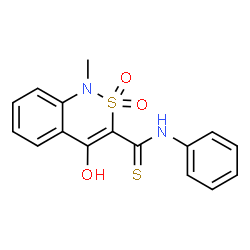 ChemSpider 2D Image | 4-Hydroxy-1-methyl-N-phenyl-1H-2,1-benzothiazine-3-carbothioamide 2,2-dioxide | C16H14N2O3S2