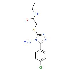 ChemSpider 2D Image | 2-{[4-Amino-5-(4-chlorophenyl)-4H-1,2,4-triazol-3-yl]sulfanyl}-N-ethylacetamide | C12H14ClN5OS