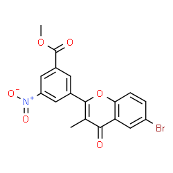ChemSpider 2D Image | Methyl 3-(6-bromo-3-methyl-4-oxo-4H-chromen-2-yl)-5-nitrobenzoate | C18H12BrNO6