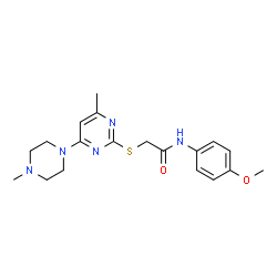 ChemSpider 2D Image | N-(4-Methoxyphenyl)-2-{[4-methyl-6-(4-methyl-1-piperazinyl)-2-pyrimidinyl]sulfanyl}acetamide | C19H25N5O2S