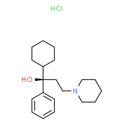ChemSpider 2D Image | (1R)-1-Cyclohexyl-1-phenyl-3-(1-piperidinyl)-1-propanol hydrochloride (1:1) | C20H32ClNO
