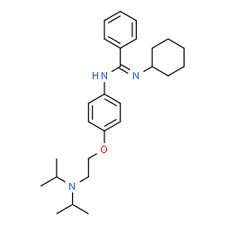ChemSpider 2D Image | N'-Cyclohexyl-N-{4-[2-(diisopropylamino)ethoxy]phenyl}benzenecarboximidamide | C27H39N3O