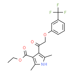 ChemSpider 2D Image | Ethyl 2,5-dimethyl-4-{[3-(trifluoromethyl)phenoxy]acetyl}-1H-pyrrole-3-carboxylate | C18H18F3NO4