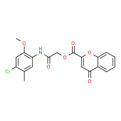 ChemSpider 2D Image | 2-[(4-Chloro-2-methoxy-5-methylphenyl)amino]-2-oxoethyl 4-oxo-4H-chromene-2-carboxylate | C20H16ClNO6