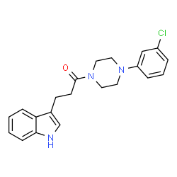 ChemSpider 2D Image | 1-[4-(3-Chlorophenyl)-1-piperazinyl]-3-(1H-indol-3-yl)-1-propanone | C21H22ClN3O