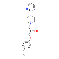 ChemSpider 2D Image | 1-[(2R)-2-Hydroxy-3-(4-methoxyphenoxy)propyl]-4-(2-pyrimidinyl)piperazin-1-ium | C18H25N4O3
