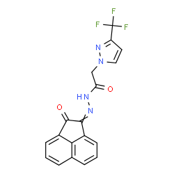 ChemSpider 2D Image | N'-(2-Oxo-1(2H)-acenaphthylenylidene)-2-[3-(trifluoromethyl)-1H-pyrazol-1-yl]acetohydrazide | C18H11F3N4O2