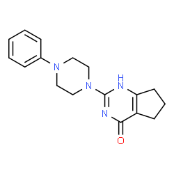 ChemSpider 2D Image | 3,5,6,7-Tetrahydro-2-(4-phenyl-1-piperazinyl)-4H-cyclopentapyrimidin-4-one | C17H20N4O