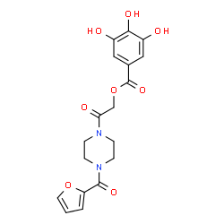 ChemSpider 2D Image | 2-[4-(2-Furoyl)-1-piperazinyl]-2-oxoethyl 3,4,5-trihydroxybenzoate | C18H18N2O8