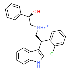 ChemSpider 2D Image | (2R)-2-(2-Chlorophenyl)-N-[(2R)-2-hydroxy-2-phenylethyl]-2-(1H-indol-3-yl)ethanaminium | C24H24ClN2O