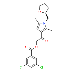 ChemSpider 2D Image | 2-{2,5-Dimethyl-1-[(2S)-tetrahydro-2-furanylmethyl]-1H-pyrrol-3-yl}-2-oxoethyl 3,5-dichlorobenzoate | C20H21Cl2NO4