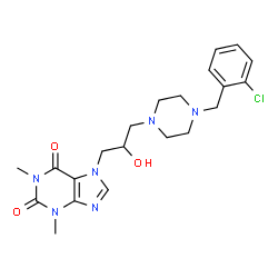 ChemSpider 2D Image | 7-{3-[4-(2-Chlorobenzyl)-1-piperazinyl]-2-hydroxypropyl}-1,3-dimethyl-3,7-dihydro-1H-purine-2,6-dione | C21H27ClN6O3