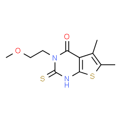 ChemSpider 2D Image | 2-Mercapto-3-(2-methoxy-ethyl)-5,6-dimethyl-3H-thieno[2,3-d]pyrimidin-4-one | C11H14N2O2S2