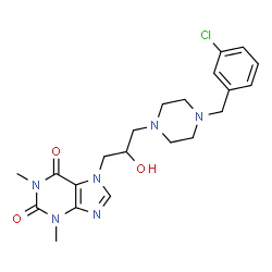 ChemSpider 2D Image | 7-{3-[4-(3-Chlorobenzyl)-1-piperazinyl]-2-hydroxypropyl}-1,3-dimethyl-3,7-dihydro-1H-purine-2,6-dione | C21H27ClN6O3