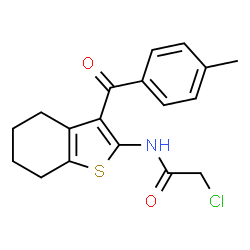 ChemSpider 2D Image | 2-Chloro-N-[3-(4-methylbenzoyl)-4,5,6,7-tetrahydro-1-benzothiophen-2-yl]acetamide | C18H18ClNO2S