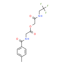 ChemSpider 2D Image | 2-Oxo-2-[(2,2,2-trifluoroethyl)amino]ethyl N-(4-methylbenzoyl)glycinate | C14H15F3N2O4