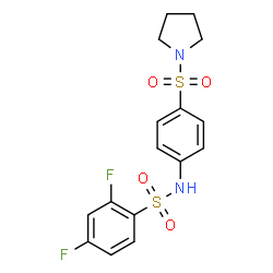 ChemSpider 2D Image | 2,4-Difluoro-N-[4-(1-pyrrolidinylsulfonyl)phenyl]benzenesulfonamide | C16H16F2N2O4S2
