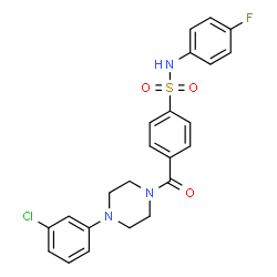 ChemSpider 2D Image | 4-{[4-(3-Chlorophenyl)-1-piperazinyl]carbonyl}-N-(4-fluorophenyl)benzenesulfonamide | C23H21ClFN3O3S
