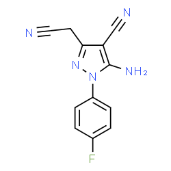ChemSpider 2D Image | 5-Amino-3-cyanomethyl-1-(4-fluoro-phenyl)-1H-pyrazole-4-carbonitrile | C12H8FN5