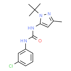 ChemSpider 2D Image | 1-(3-Chlorophenyl)-3-[3-methyl-1-(2-methyl-2-propanyl)-1H-pyrazol-5-yl]urea | C15H19ClN4O
