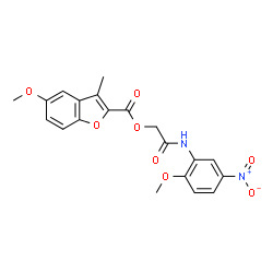 ChemSpider 2D Image | 2-[(2-Methoxy-5-nitrophenyl)amino]-2-oxoethyl 5-methoxy-3-methyl-1-benzofuran-2-carboxylate | C20H18N2O8