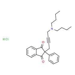 ChemSpider 2D Image | 2-[4-(Dibutylamino)-2-butyn-1-yl]-2-phenyl-1H-indene-1,3(2H)-dione hydrochloride (1:1) | C27H32ClNO2