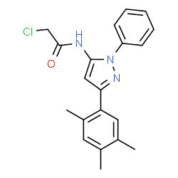ChemSpider 2D Image | 2-Chloro-N-[1-phenyl-3-(2,4,5-trimethylphenyl)-1H-pyrazol-5-yl]acetamide | C20H20ClN3O