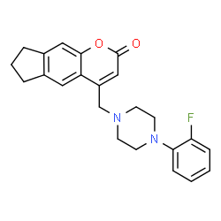 ChemSpider 2D Image | 4-{[4-(2-Fluorophenyl)-1-piperazinyl]methyl}-7,8-dihydrocyclopenta[g]chromen-2(6H)-one | C23H23FN2O2