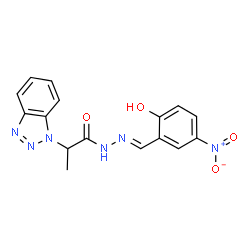 ChemSpider 2D Image | 2-(1H-Benzotriazol-1-yl)-N'-[(E)-(2-hydroxy-5-nitrophenyl)methylene]propanehydrazide | C16H14N6O4