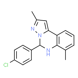 ChemSpider 2D Image | 5-(4-Chlorophenyl)-2,7-dimethyl-5,6-dihydropyrazolo[1,5-c]quinazoline | C18H16ClN3