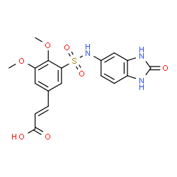 ChemSpider 2D Image | (2E)-3-{3,4-Dimethoxy-5-[(2-oxo-2,3-dihydro-1H-benzimidazol-5-yl)sulfamoyl]phenyl}acrylic acid | C18H17N3O7S