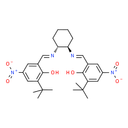 ChemSpider 2D Image | 2,2'-{(1R,2R)-1,2-Cyclohexanediylbis[nitrilo(E)methylylidene]}bis[6-(2-methyl-2-propanyl)-4-nitrophenol] | C28H36N4O6