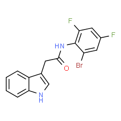 ChemSpider 2D Image | N-(2-Bromo-4,6-difluorophenyl)-2-(1H-indol-3-yl)acetamide | C16H11BrF2N2O