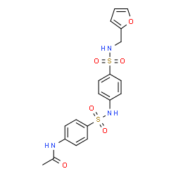 ChemSpider 2D Image | N-[4-({4-[(2-Furylmethyl)sulfamoyl]phenyl}sulfamoyl)phenyl]acetamide | C19H19N3O6S2