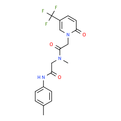 ChemSpider 2D Image | N~2~-Methyl-N-(4-methylphenyl)-N~2~-{[2-oxo-5-(trifluoromethyl)-1(2H)-pyridinyl]acetyl}glycinamide | C18H18F3N3O3