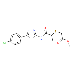 ChemSpider 2D Image | Methyl [(1-{[5-(4-chlorophenyl)-1,3,4-thiadiazol-2-yl]amino}-1-oxo-2-propanyl)sulfanyl]acetate | C14H14ClN3O3S2