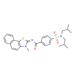 ChemSpider 2D Image | 4-(Diisobutylsulfamoyl)-N-[(2E)-3-methylnaphtho[2,1-d][1,3]thiazol-2(3H)-ylidene]benzamide | C27H31N3O3S2