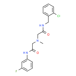 ChemSpider 2D Image | 2-[{2-[(2-Chlorobenzyl)amino]-2-oxoethyl}(methyl)amino]-N-(3-fluorophenyl)acetamide | C18H19ClFN3O2