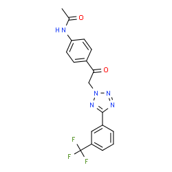 ChemSpider 2D Image | N-[4-({5-[3-(Trifluoromethyl)phenyl]-2H-tetrazol-2-yl}acetyl)phenyl]acetamide | C18H14F3N5O2