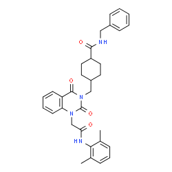 ChemSpider 2D Image | N-Benzyl-4-{[1-{2-[(2,6-dimethylphenyl)amino]-2-oxoethyl}-2,4-dioxo-1,4-dihydro-3(2H)-quinazolinyl]methyl}cyclohexanecarboxamide | C33H36N4O4