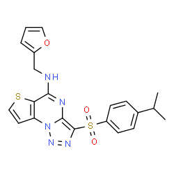 ChemSpider 2D Image | N-(2-Furylmethyl)-3-[(4-isopropylphenyl)sulfonyl]thieno[2,3-e][1,2,3]triazolo[1,5-a]pyrimidin-5-amine | C21H19N5O3S2