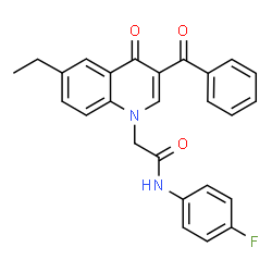 ChemSpider 2D Image | 2-(3-Benzoyl-6-ethyl-4-oxo-1(4H)-quinolinyl)-N-(4-fluorophenyl)acetamide | C26H21FN2O3