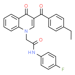 ChemSpider 2D Image | 2-[3-(4-Ethylbenzoyl)-4-oxo-1(4H)-quinolinyl]-N-(4-fluorophenyl)acetamide | C26H21FN2O3