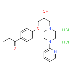ChemSpider 2D Image | 1-(4-{2-Hydroxy-3-[4-(2-pyridinyl)-1-piperazinyl]propoxy}phenyl)-1-propanone dihydrochloride | C21H29Cl2N3O3
