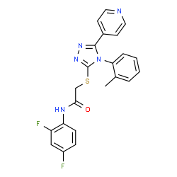 ChemSpider 2D Image | N-(2,4-Difluorophenyl)-2-{[4-(2-methylphenyl)-5-(4-pyridinyl)-4H-1,2,4-triazol-3-yl]sulfanyl}acetamide | C22H17F2N5OS
