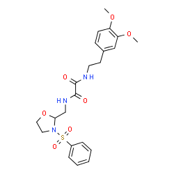 ChemSpider 2D Image | N-[2-(3,4-Dimethoxyphenyl)ethyl]-N'-{[3-(phenylsulfonyl)-1,3-oxazolidin-2-yl]methyl}ethanediamide | C22H27N3O7S